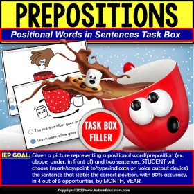 Prepositions and Positional Words for Winter Task Box Filler® for Autism